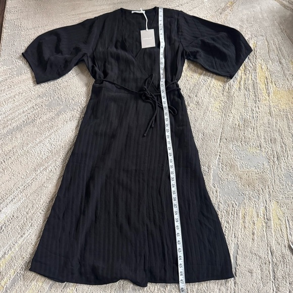 Everlane black midi dress the city stripe wrap midi dress minimalist 10 new - Picture 9 of 15